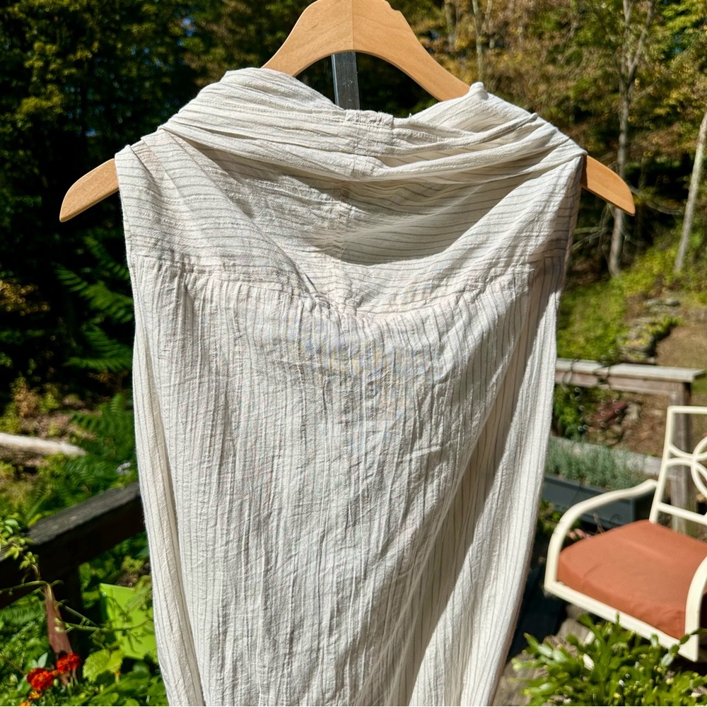 NWOT Eileen Fisher White Pinstripe Lightweight Wrap Coverup One Size Sample - Picture 9 of 9
